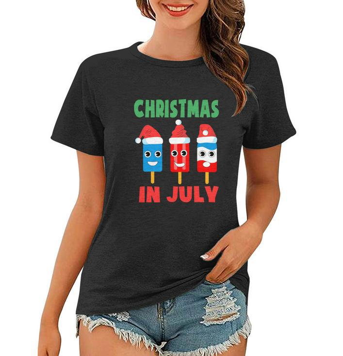 Christmas In July Ice Pops In Santa Hat Kids Cute Graphic Design Printed Casual Daily Basic Women T-shirt