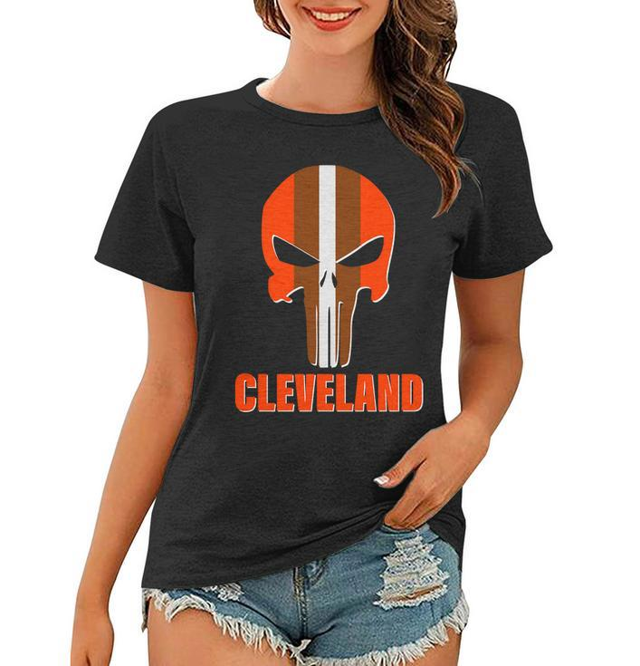 Cleveland Skull Football Tshirt Women T-shirt