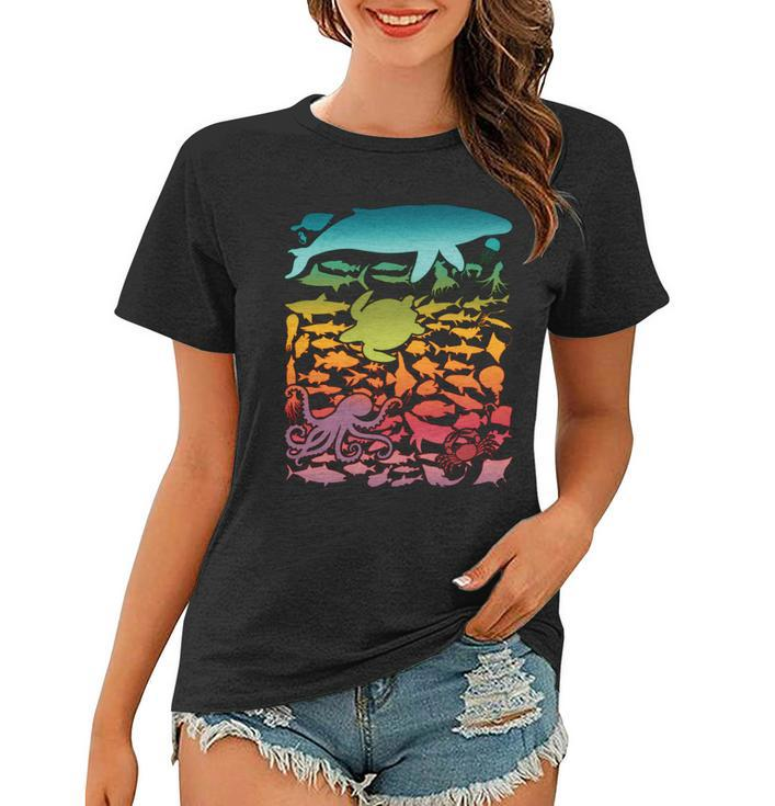 Cool Rainbow Ocean Sea Life Women T-shirt