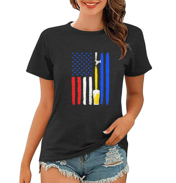 Craft Beer American Flag Usa Patriotic Funny 4Th Of July Women T-shirt