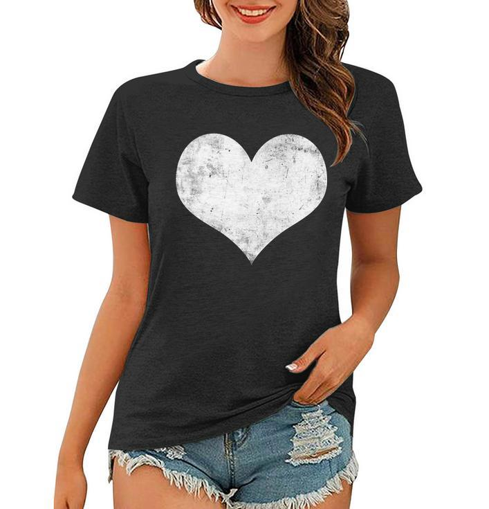 Cute Heart Valentines Day Vintage Distressed Women T-shirt