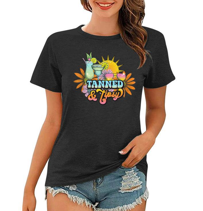 Cute Summer Tanned And Tipsy Funny Salty Beaches Girls Trip  V2 Women T-shirt