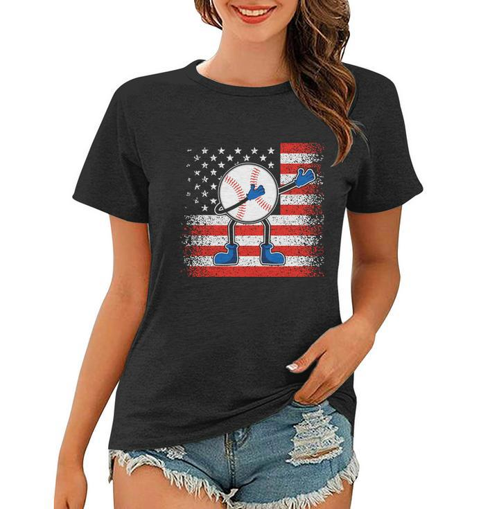 Dabbing Baseball Player 4Th July Usa Flag Plus Size Shirt For Men Women Women T-shirt