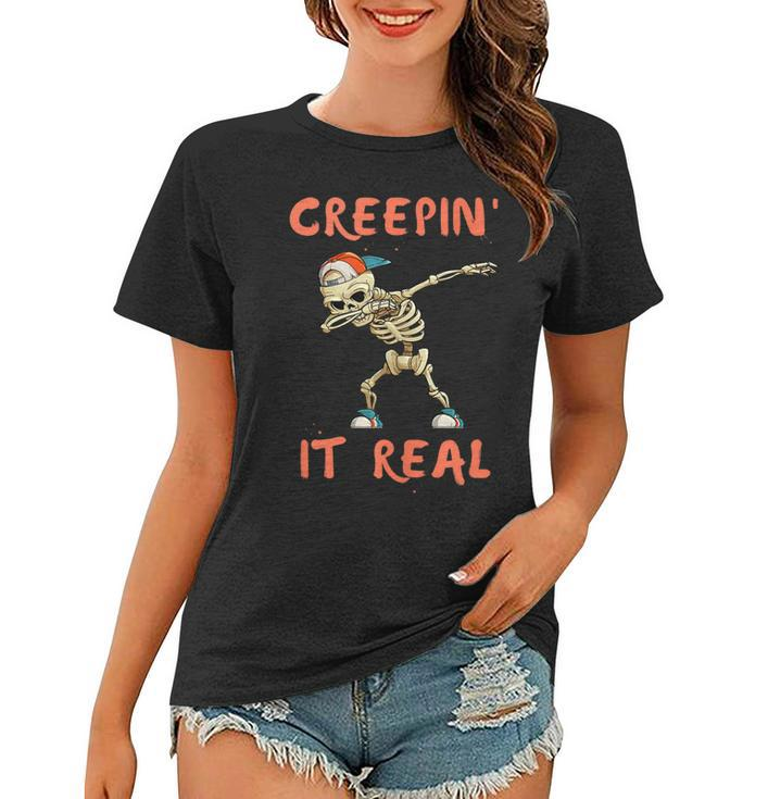 Dancing Skeleton And Dab Press For Halloween  Women T-shirt