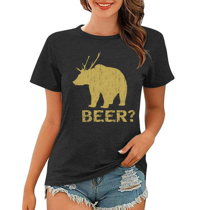 Deer Bear Beer Moose Elk Hunting Funny Tshirt Women T-shirt