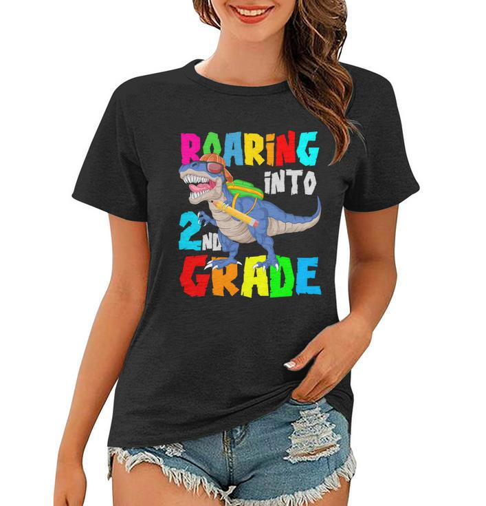 Dinosaur Roaring Into 2Nd Grade Women T-shirt