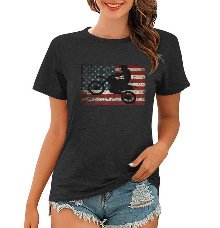 Dirt Bike Usa Flag Gift For Bikers Motocross American Flag Gift Women T-shirt