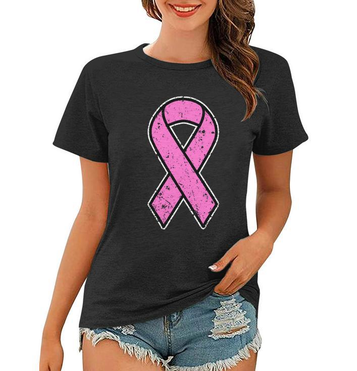 Distressed Breast Cancer Awareness Pink Ribbon Tshirt Women T-shirt