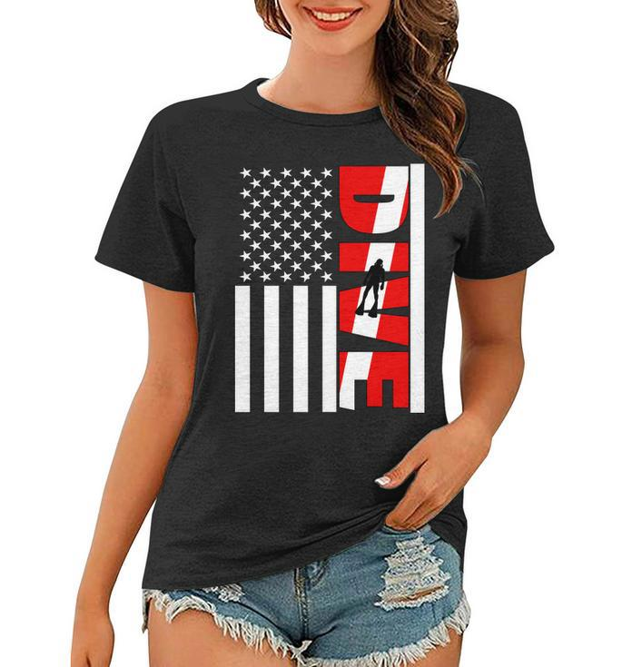 Diver American Flag Graphic Design Printed Casual Daily Basic Women T-shirt