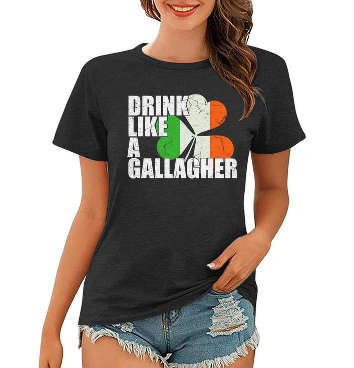 Drink Like A Gallagher Irish Clover Tshirt Women T-shirt