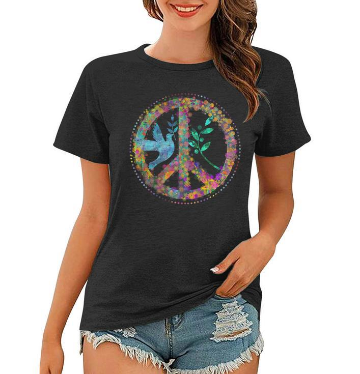 Earth Watercolor Peace Sign Tshirt Women T-shirt