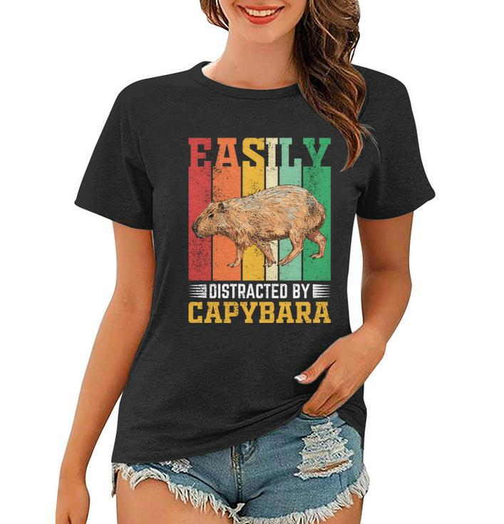 Easily Distracted By Capybara Animal Lover Rodent Gift Women T-shirt