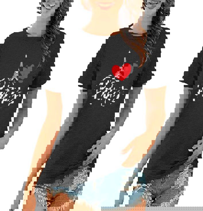 T-shirt Paris Tour Eiffel Amour - Design Romantique Français - Coton Léger - Idéal Voyage, Cadeau Francophile