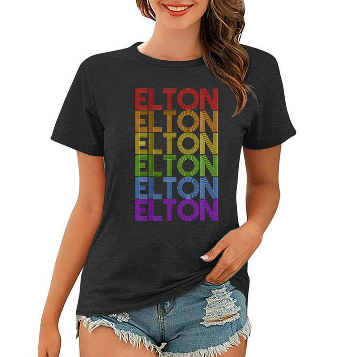 Elton Wordmark Pattern Retro Style Women T-shirt
