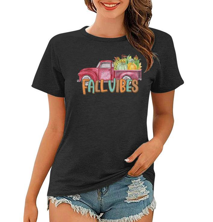 Fall Vibes Old School Truck Full Of Pumpkins And Fall Colors  Women T-shirt