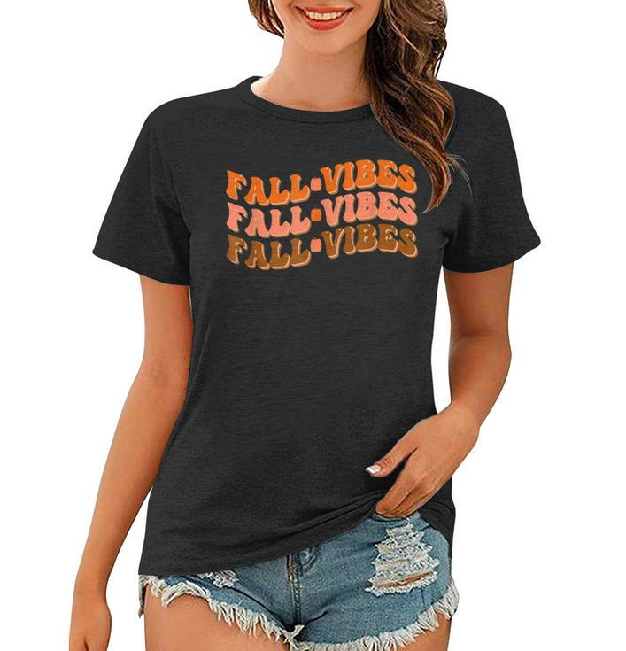 Fall Vibes Thanksgiving Retro Groovy  Women T-shirt