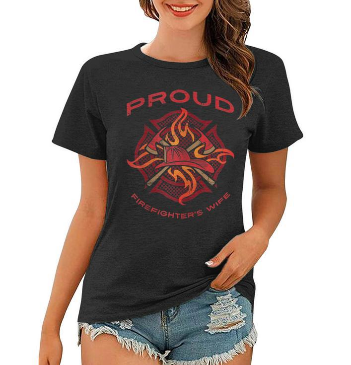 Firefighter Proud Firefighters Wife Firefighting Medic Pride Tshirt Women T-shirt