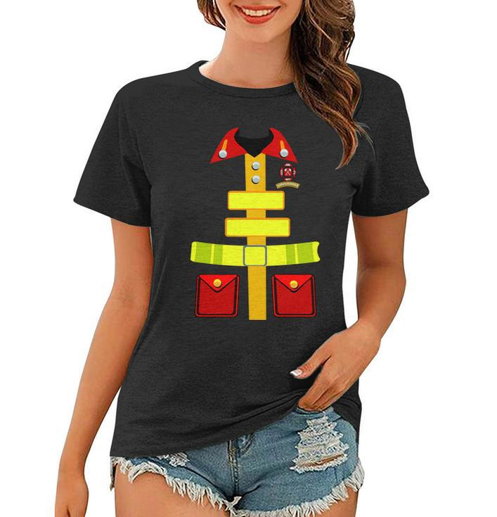 Fireman Costume Firefighter Halloween Uniform Tshirt Women T-shirt