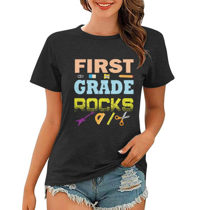 First Grade Rocks Funny School Student Teachers Graphics Plus Size Shirt Women T-shirt