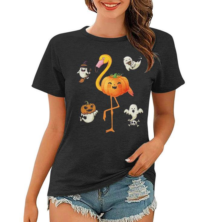 Flamingo Pumpkin Halloween Bird Lover  Gifts For Girls And  Boys Tshirt Women T-shirt
