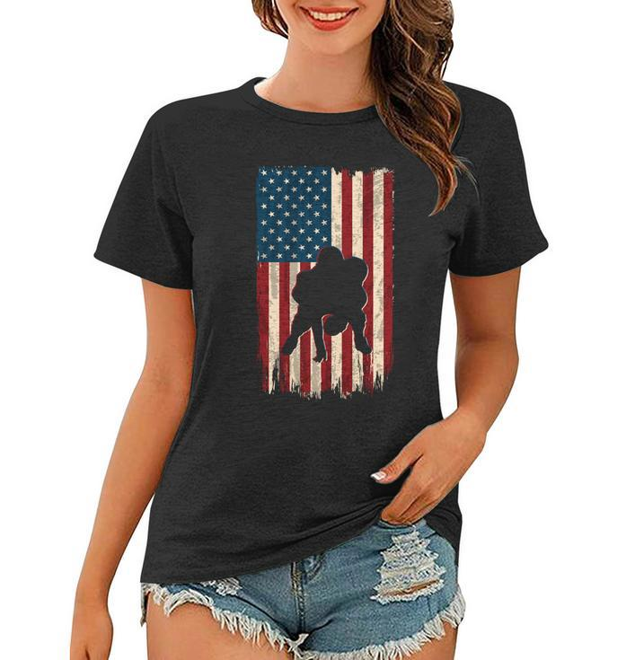 Football Lineman American Flag Sports Fan Women T-shirt