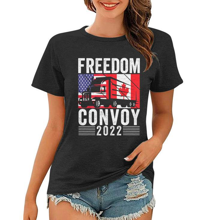 Freedom Convoy 2022 American Canadian Flag Tshirt Women T-shirt