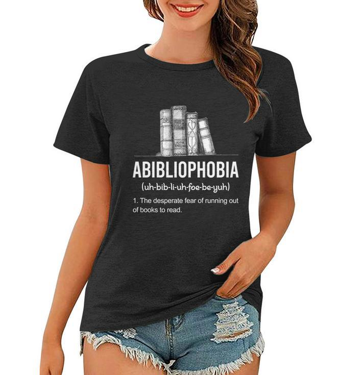 Funny Book Lover Library Tee Abibliophobia Definition Gift Women T-shirt