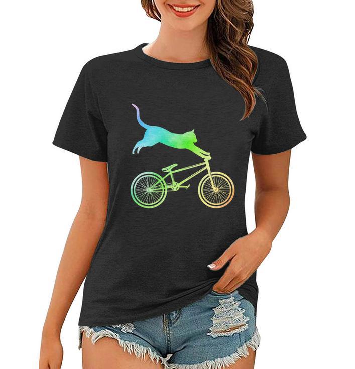 Funny Cat Cyclist Animal Gift Bmx Bicycle Women T-shirt