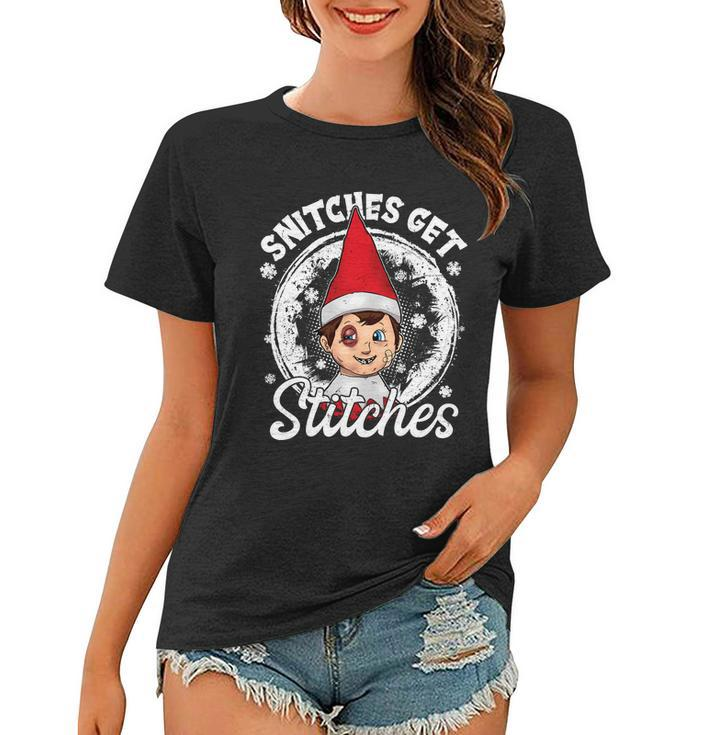 Funny Christmas Snitches Get Stitches Tshirt Women T-shirt