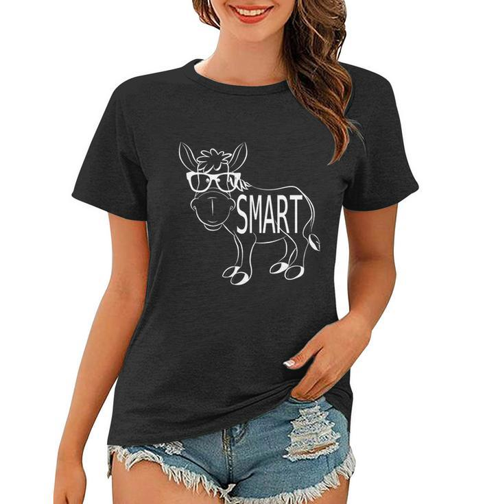 Funny Cute Sarcastic Smart Ass Donkey W Glasses Humorous Gift Women T-shirt