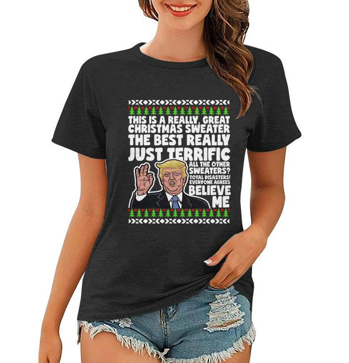Funny Donald Trump Ugly Christmas Sweater Parody Speech Gift Women T-shirt