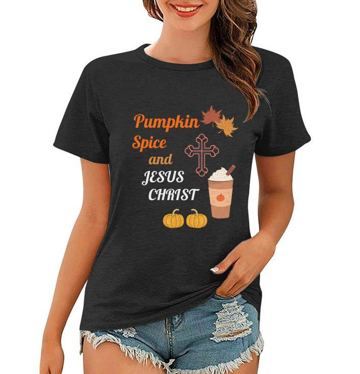 Funny Halloween Cute Pumpkin Spice And Jesus Christ Fall Design  Graphic Design Printed Casual Daily Basic Women T-shirt