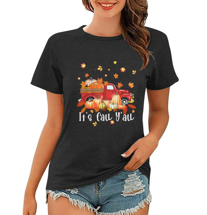 Funny Halloween Its Fall Yall Pumpkins Maple Farm Truck Autumn Fall Women T-shirt