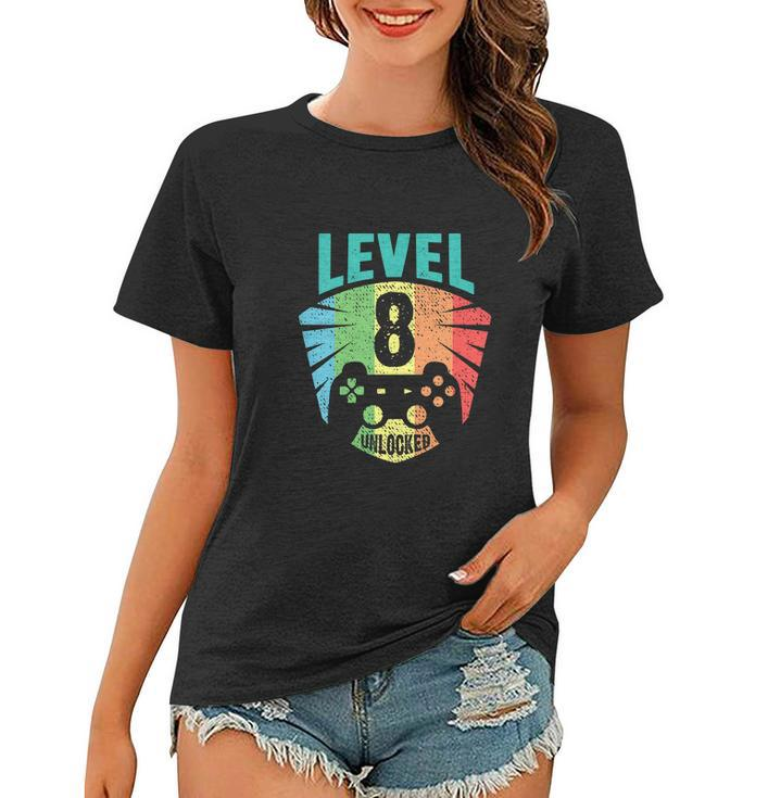Funny Level 8 Unlocked 8Th Birthday Girl Women T-shirt