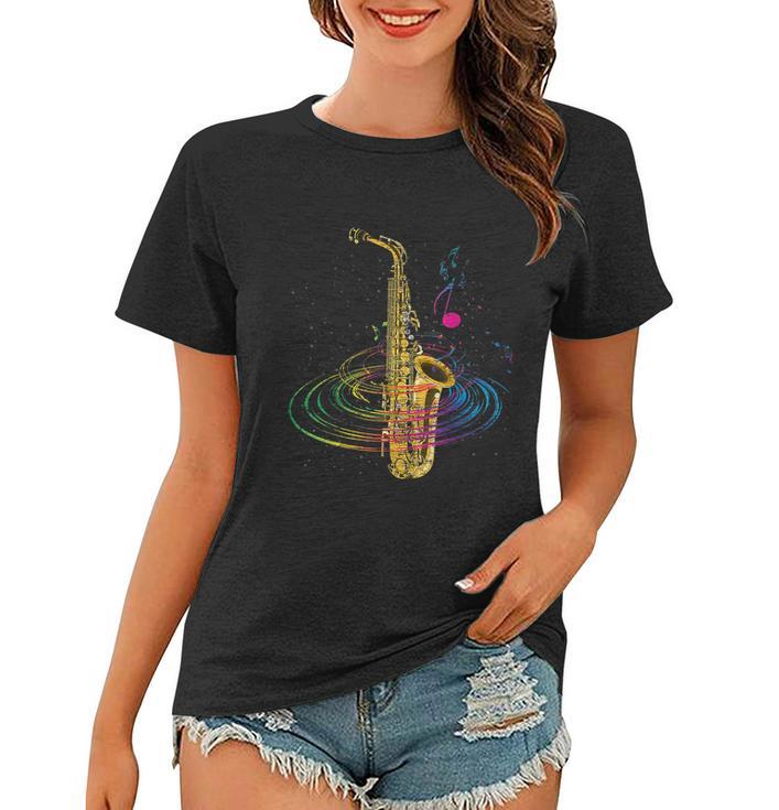 Funny Sax Player Gift Funny Idea Saxophonist Music Notes Saxophone Gift Tshirt Women T-shirt