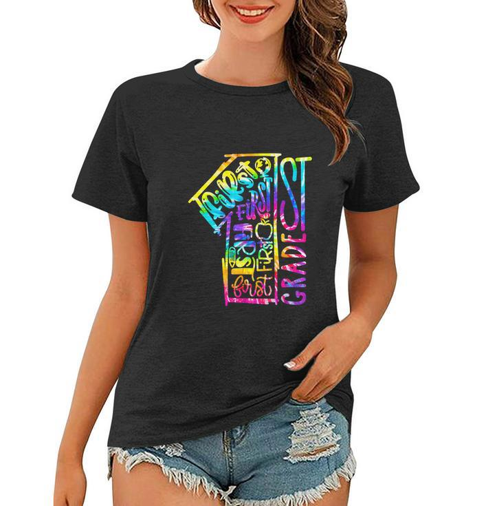 Funny Tie Dye First 1St Grade Typography Back To School Women T-shirt