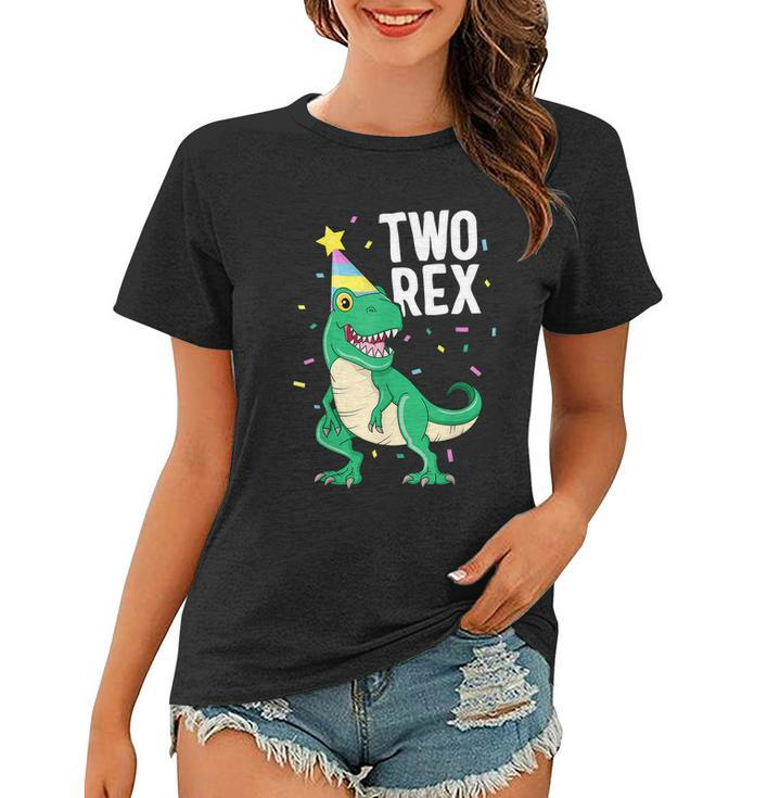 Funny Two Rex 2Nd Birthday Boy Gift Trex Dinosaur Party Happy Second Gift Women T-shirt