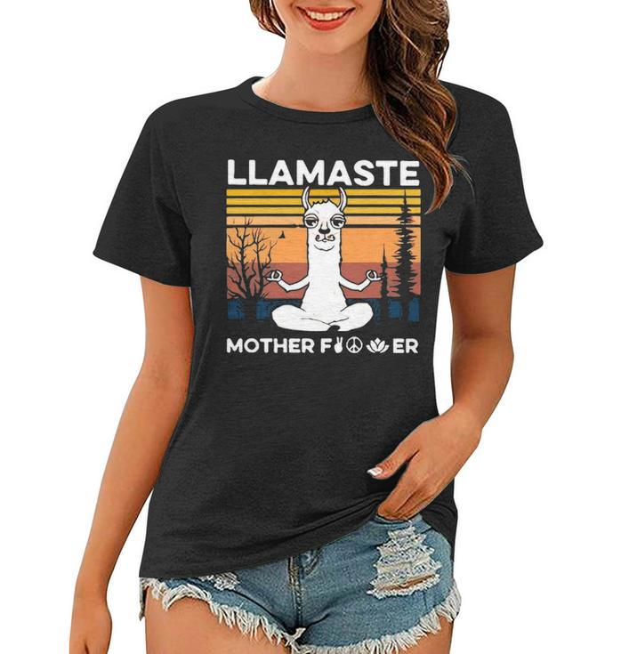 Funny Yoga Llamaste Mother Fvcker Retro Vintage Mans Women T-shirt