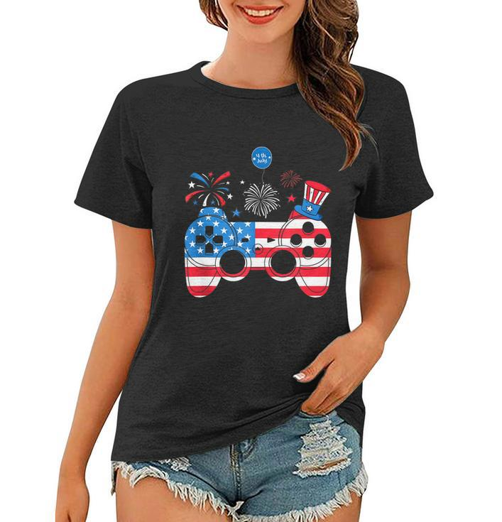 Gamer Video Gaming 4Th Of July Funny Men Boys American Flag Women T-shirt