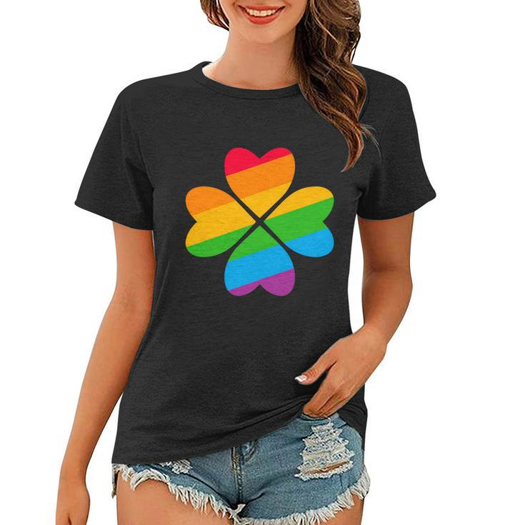 Gay Pride Flag Shamrock Lgbt St Patricks Day Parade Graphic Design Printed Casual Daily Basic Women T-shirt