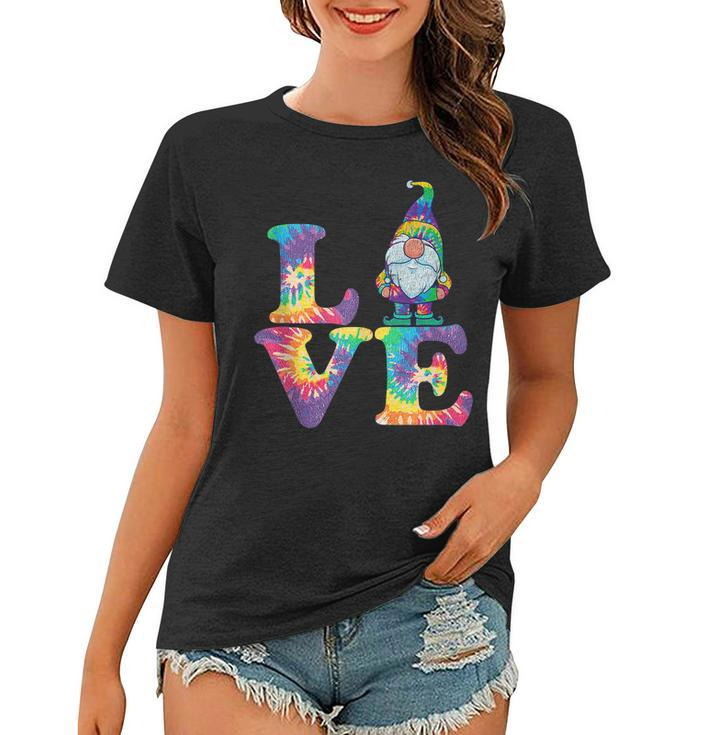 Gnome Love Hippie Gnomes Tie Dye Retro Style Vintage Peace Women T-shirt