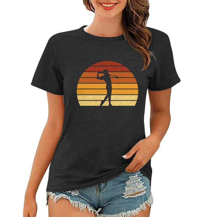 Golf Retro Sunset Golfing Women T-shirt