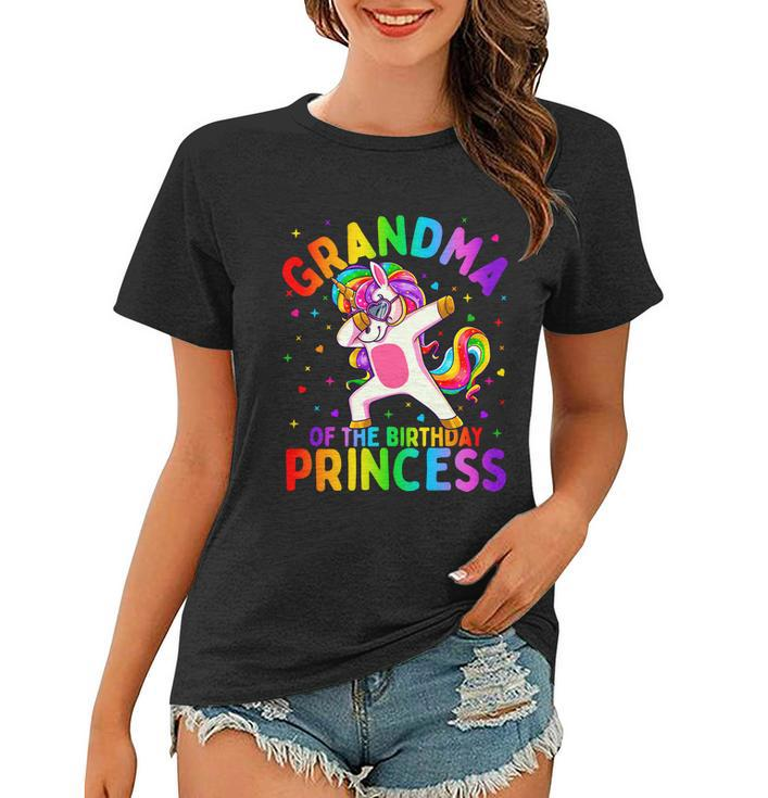 Grandma Of The Birthday Princess Girl Dabbing Unicorn Gift Women T-shirt