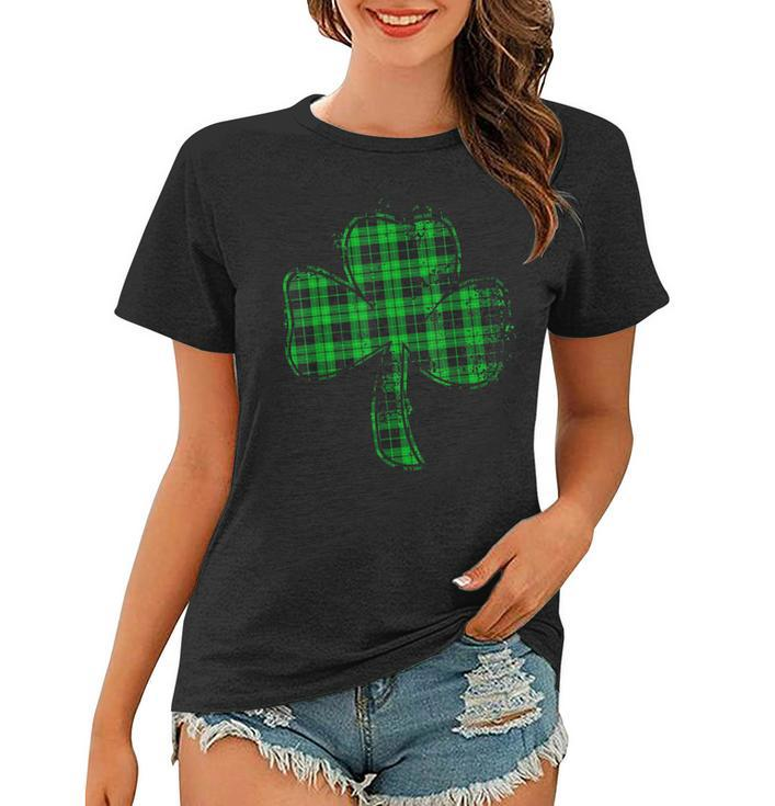 Green Buffalo Plaid Shamrock Lucky St Patricks Day Womens  Women T-shirt