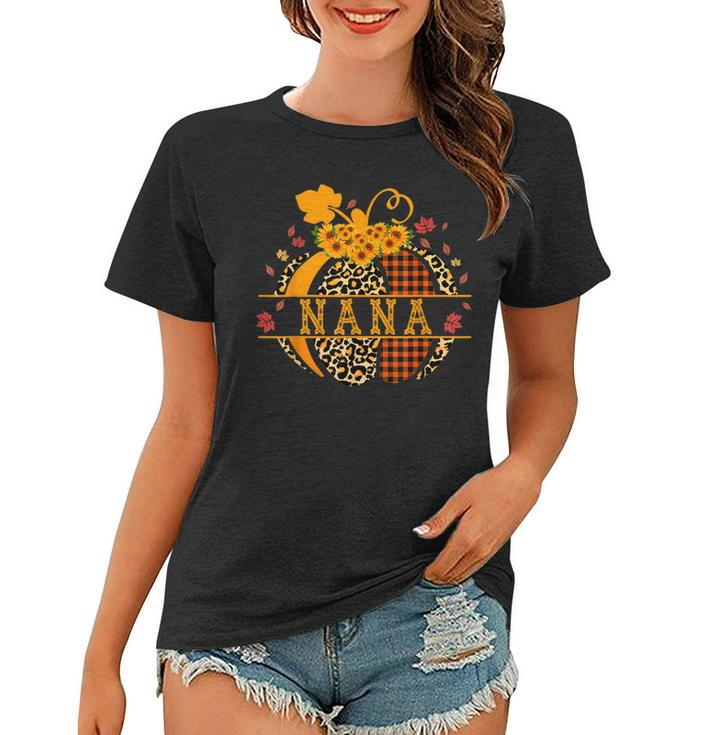 Halloween Nana Leopard Pumpkin Sunflower Grandma Buffalo  Women T-shirt