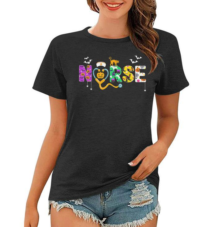 Halloween Nurse Ghost For Women Halloween Scrub Tops Nursing  Women T-shirt