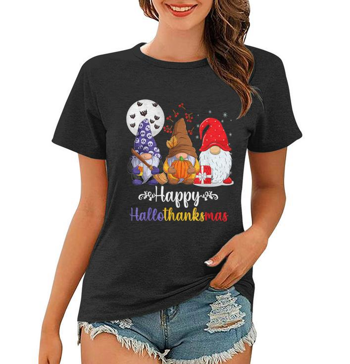 Halloween Thanksgiving Christmas Happy Hallothanksmas Gnomes  V9 Women T-shirt