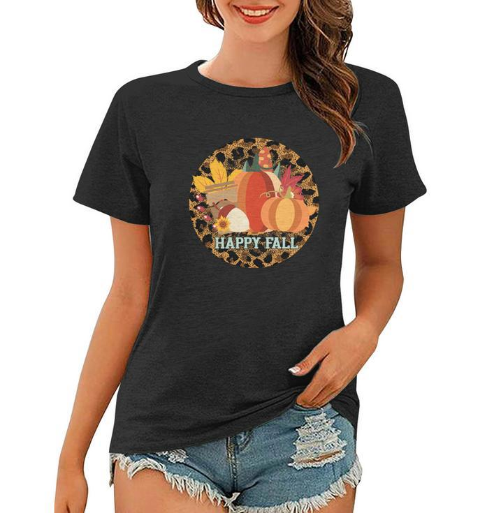 Happy Fall Circle Pumpkins Women T-shirt