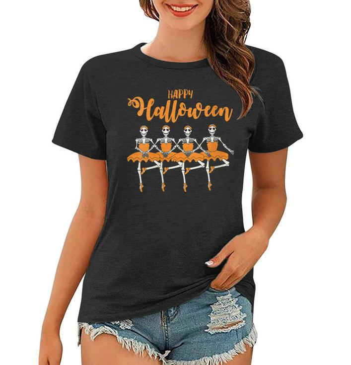Happy Halloween Dancing Ballet Skeleton Ballerina Funny Idea   Women T-shirt