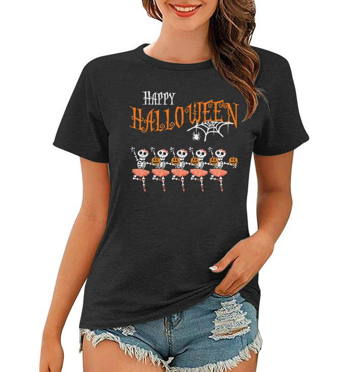 Happy Halloween Dancing Funny Ballet Skeleton Dancer Lovers  Women T-shirt